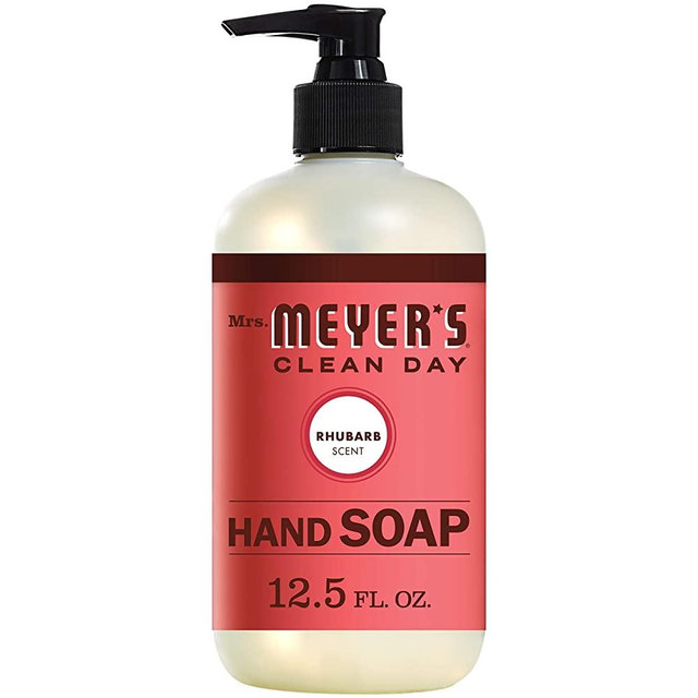 Mrs. Meyer's Clean Day Liquid Hand Soap, Cruelty Free and Biodegradable Hand Wash Made with Essential Oils, Rhubarb Scent, 12.5 oz Bottle
