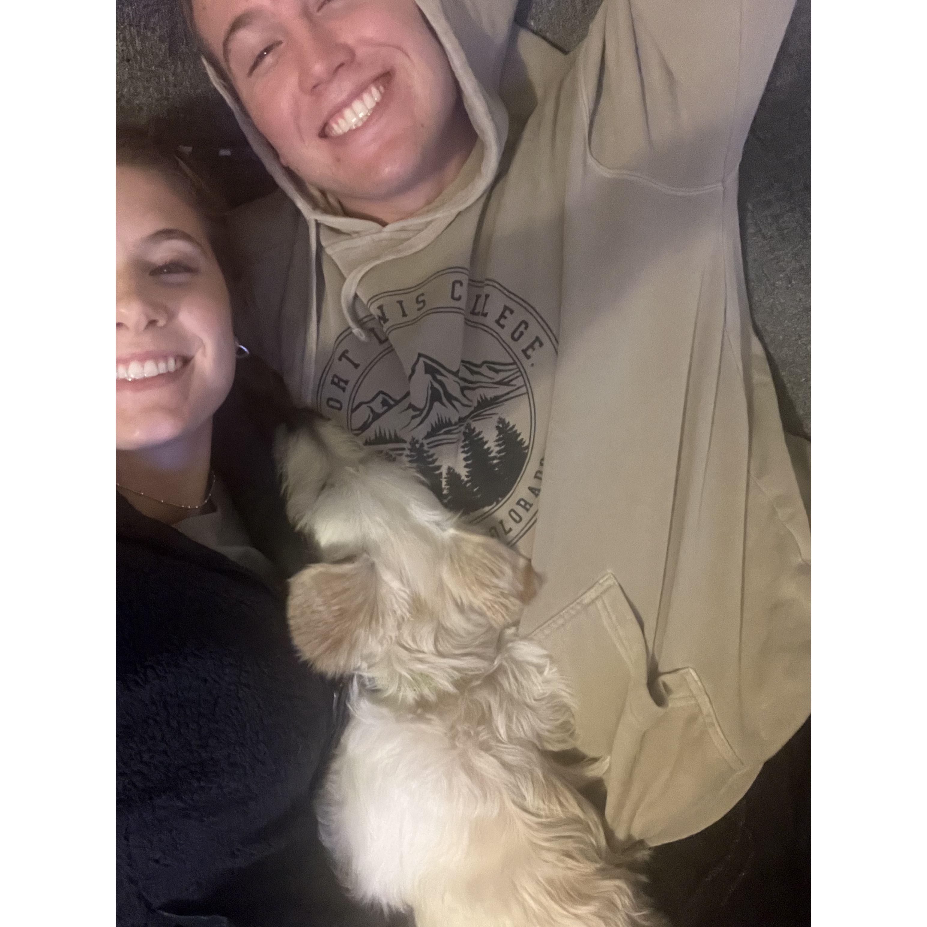 One of our first nights with our rescue pup Deker!