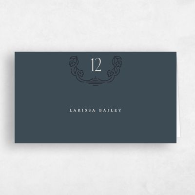 Navy Blue Wedding Place Card - Sorsha