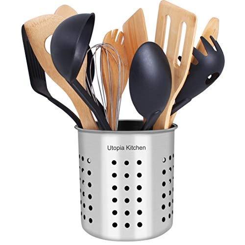 Utopia Kitchen Stainless Steel Cooking Utensil Holder 5 x 5.3 Inches