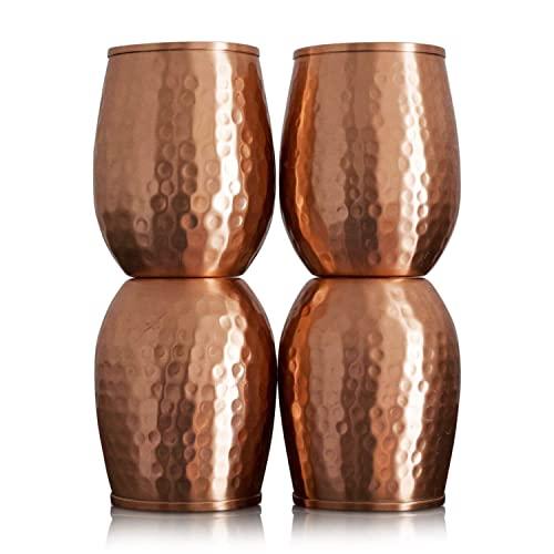 Kosdeg Copper Cups 12 Oz set of 4 - A New Way To Enjoy Wine - The Perfect Pure Copper Tumbler for Water - Better Then Glasses, Safer Than Plastic