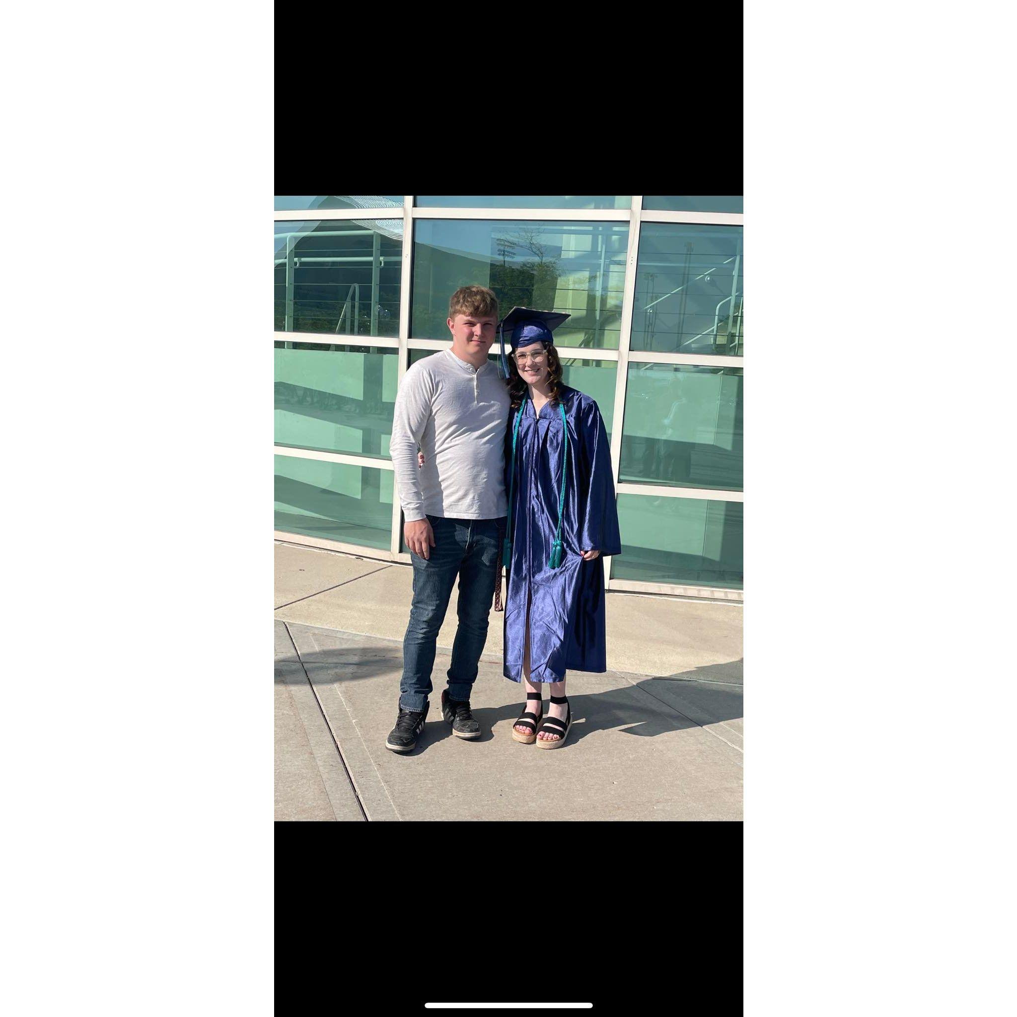 Bride graduates nursing school with her biggest supporter!