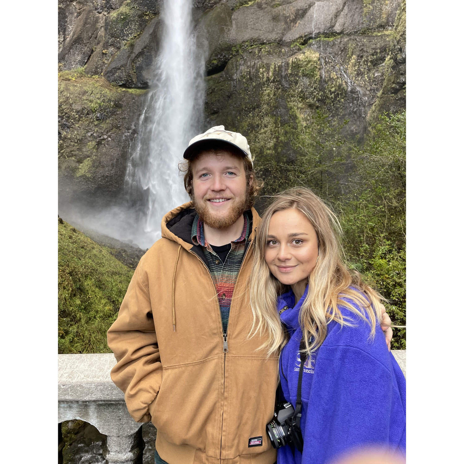 Cozying Up Together at Multnomah Falls