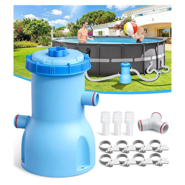 BluClear Standard Series Above Ground Pool Filter Pump - 800 GPH Flow Rate | Rapid Circulation & Micro-Debris Filtration, Pool Cartridge Filter Pump System - Keep Water Crystal Clean & Clear-Deep Blue