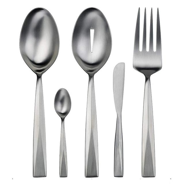 Gourmet Settings 5-Pieces Hostess Silverware Set Metro Collection, Matte Stainless Steel Flatware Serving, Kitchen Utensils Knife/Fork/Spoons, Dishwasher Safe