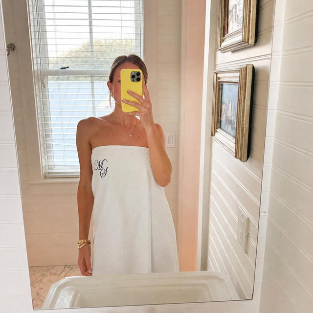 Personalized Bath Wrap Towel, Embroidered Spa Towel, Bridal Shower Gift, Bridesmaid Gift, Waffle or Cotton Terry Wrap