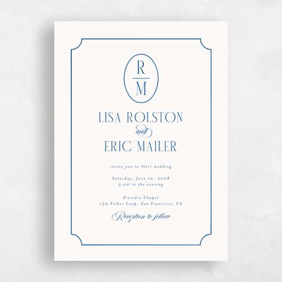 Cobalt, Blue Wedding Invitation - Idalia Portrait