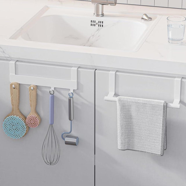 Kitchen Towel Holder Over Cabinet Door Towel Rack Hand Towel Bar Multipurpose for Kitchen or Sink