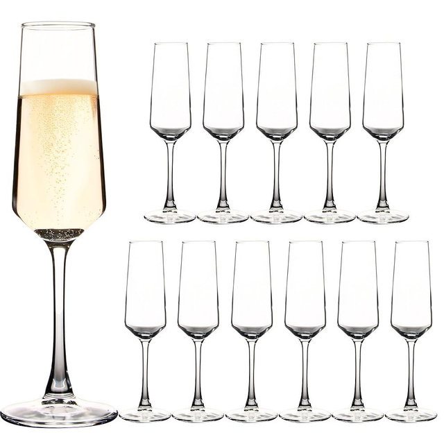 HAKEEMI Champagne Flutes - Elegant Champagne Glasses Set of 12, for Wedding, Christmas - 7.5 oz, Idea for Sparkling Wine - Dishwasher Safe