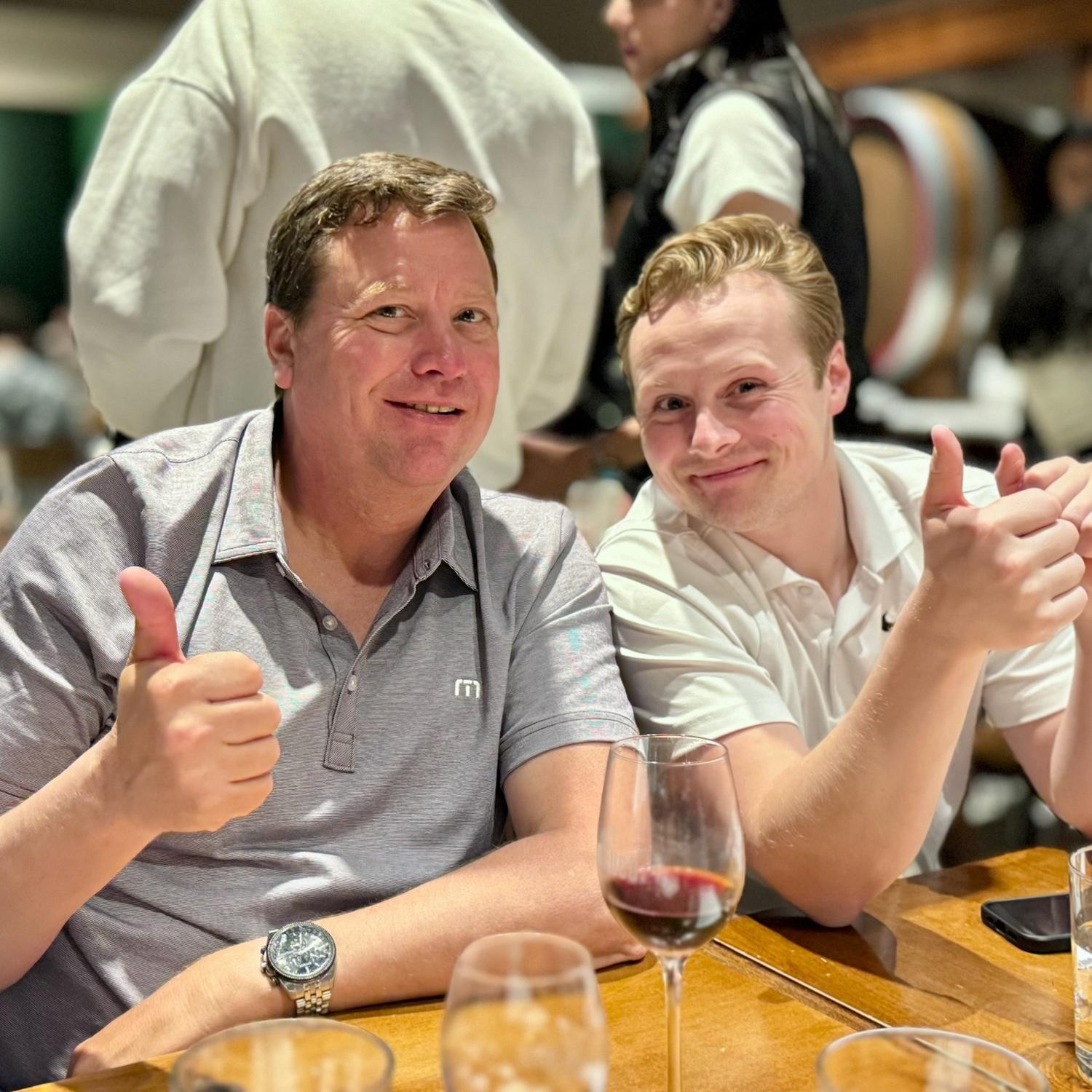 Sean and his dad at the engagement dinner celebration.