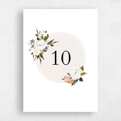 White Wedding Table Number - Octavia