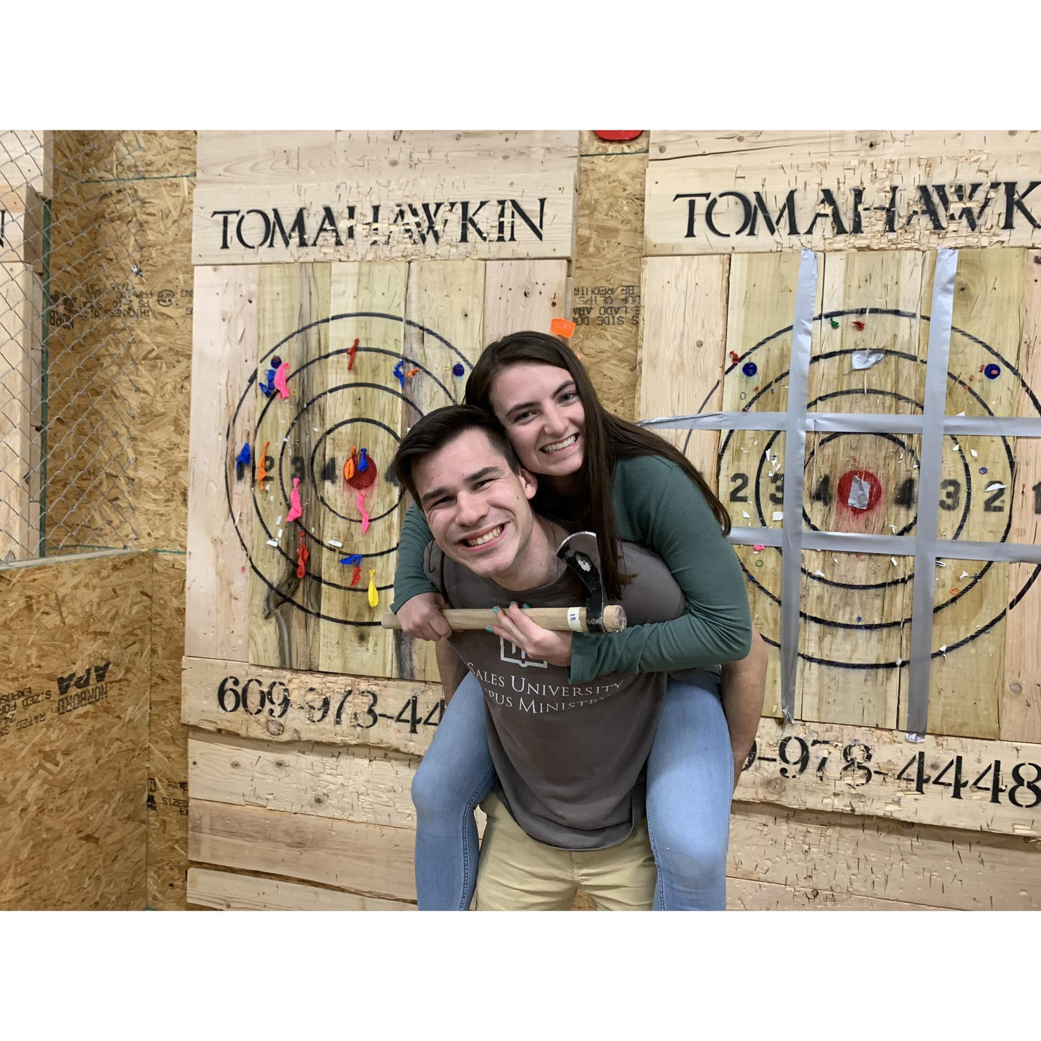 March 13, 2020. Manahawkin, NJ. Axe-throwing for our first time before the world shutdown!