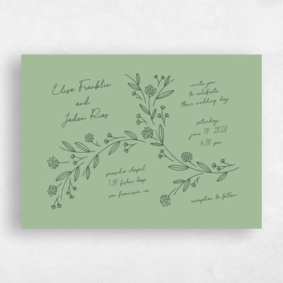 Rich Laurel Green Wedding Invitation - Larian Landscape