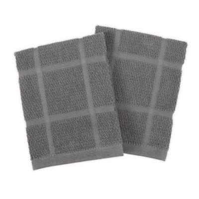 KitchenSmart® Colors 2 2-Pack Solid Dish Cloths in Grey