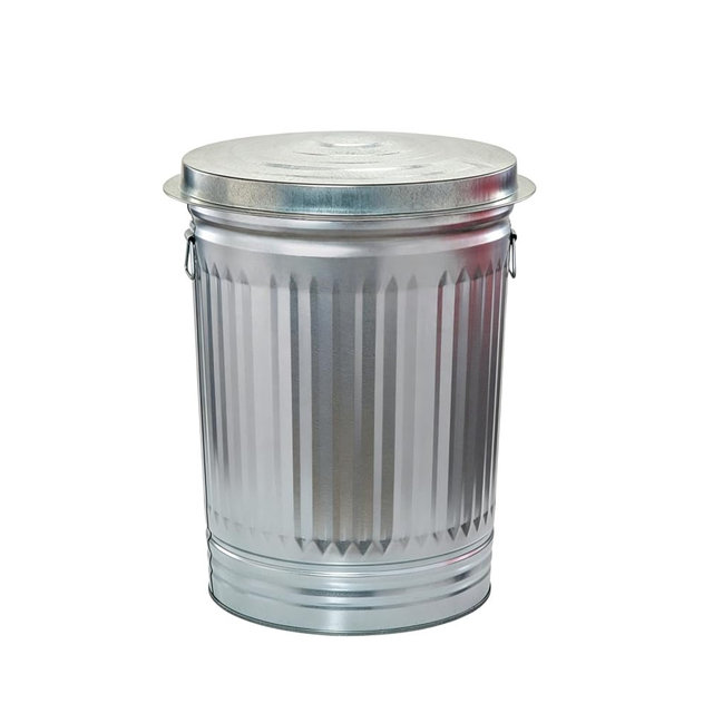 31 Gallon Metal Trash Can with Lid, Galvanized Garbage Can with Steel Wire Handle, Heavy Duty Weather Outdoor Trash Can for Kitchen, Patio, Office, Silvery