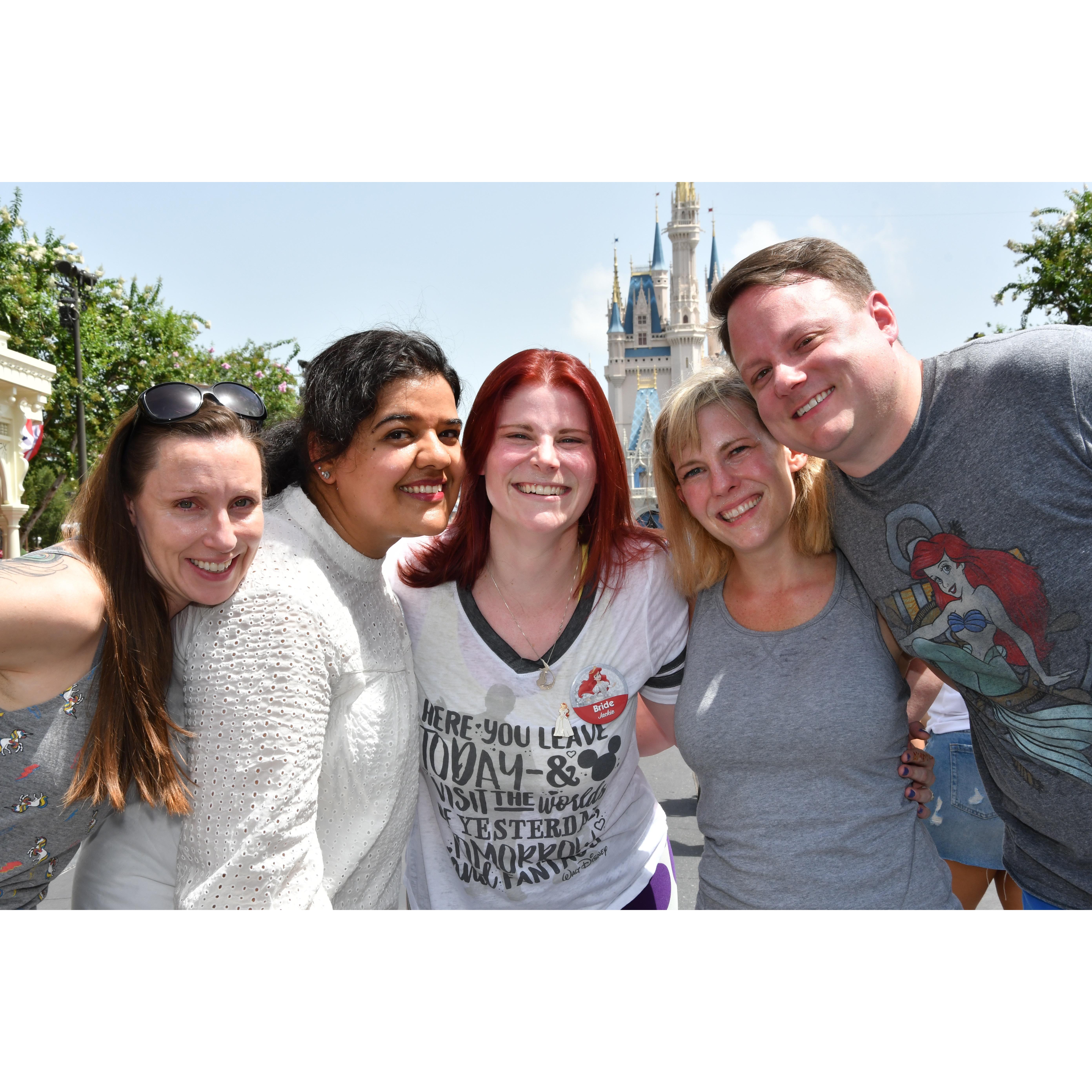 Jackie with her bridal party - Susan, Rabia, Andrea and Johnny at Disney World during her Bachelorette Trip