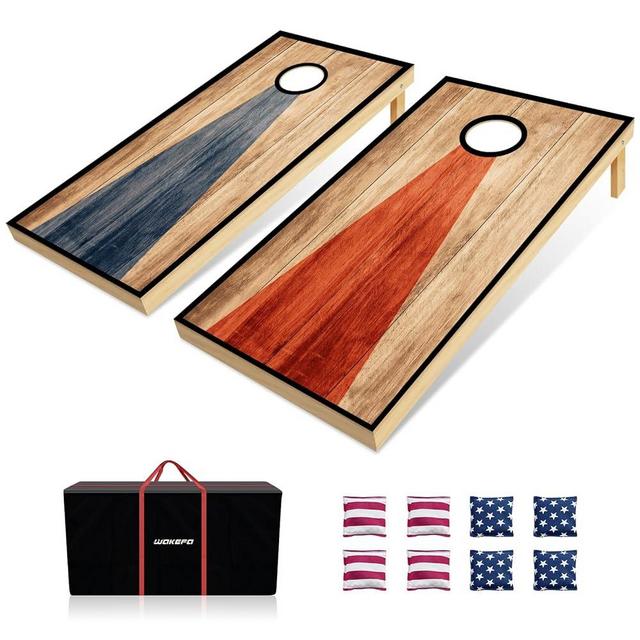 Cornhole Boards Corn Hole Game: 4' x 2' / 3' x 2' Solid Wood Cornhole Set -Two Regulation Cornhole Boards, 8 Toss Bean Bags and Carrying Case, Corn Hole Outdoor Game Set for for Kids & Adult