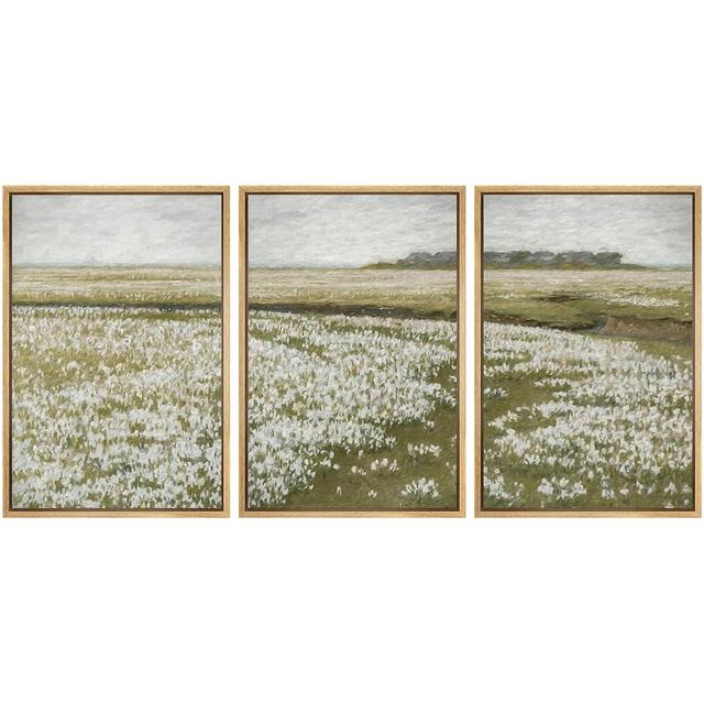 SIGNWIN Framed Canvas Print Wall Art Set White Daisy Flower Country Farm Field Nature Abstract Illustrations Fine Art Decorative Nordic for Living Room, Bedroom, Office - 16"x24"x3 Natural