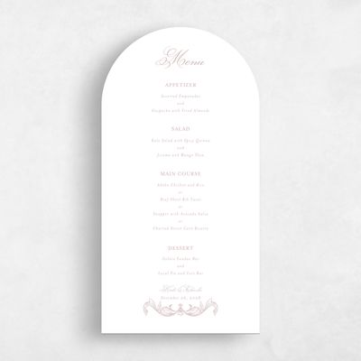 Pink Arch Wedding Menu - Lezzeno