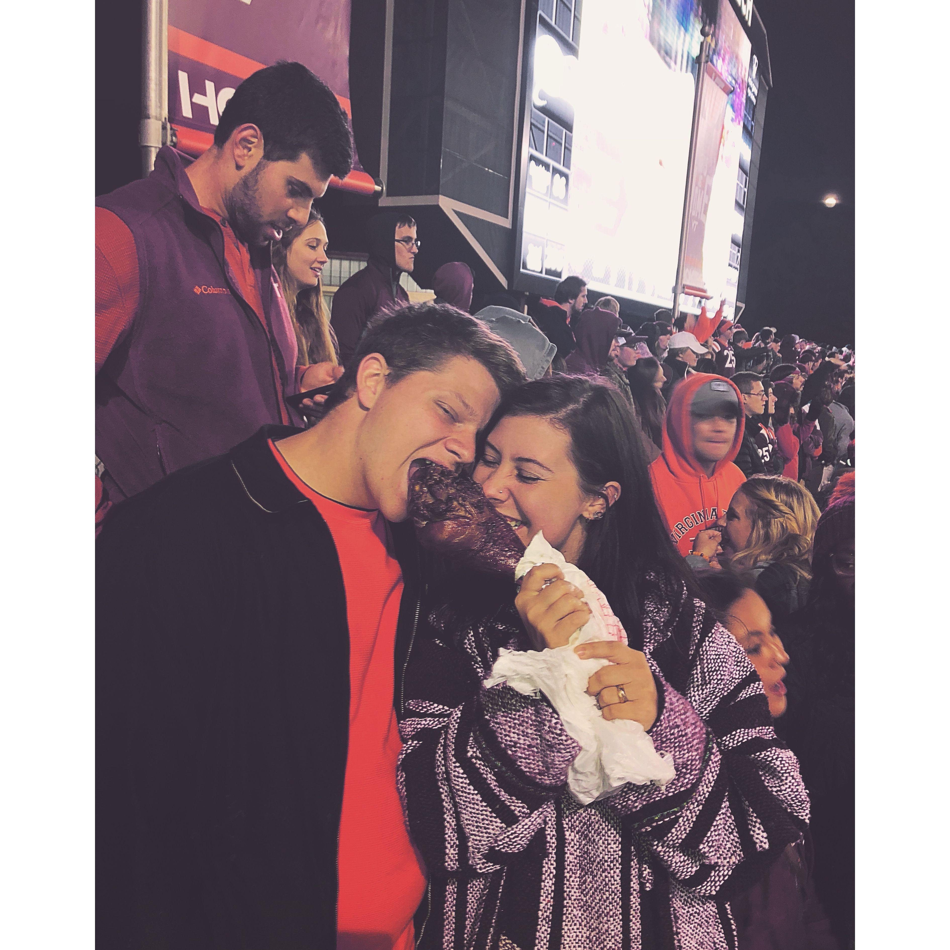 First turkey leg together in Lane Stadium at Virginia Tech