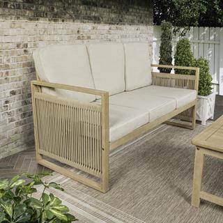 Gable 3-Seat Mid-Century Modern Roped Outdoor Sofa
