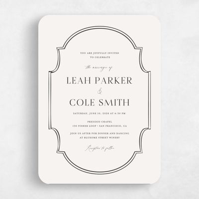 Beige Rounded Wedding Invitation - Alpino Portrait