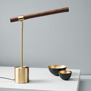 Linear Wood LED & USB Table Lamp