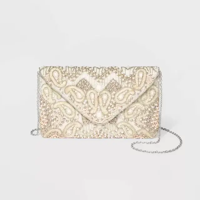 Estee & Lilly Bead And Pearl Envelope Clutch
