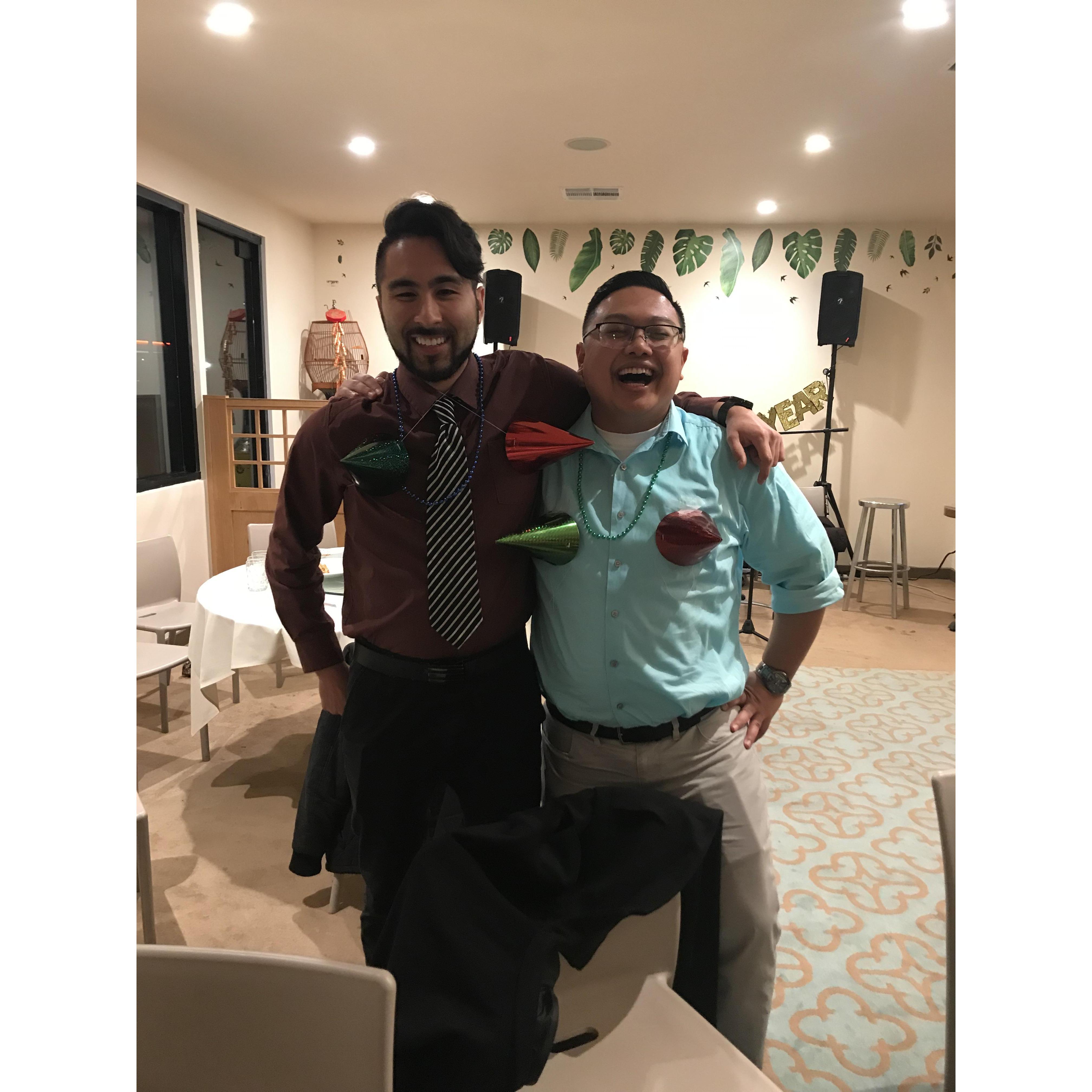 Jan and a friend having a little too much fun on New Years Eve