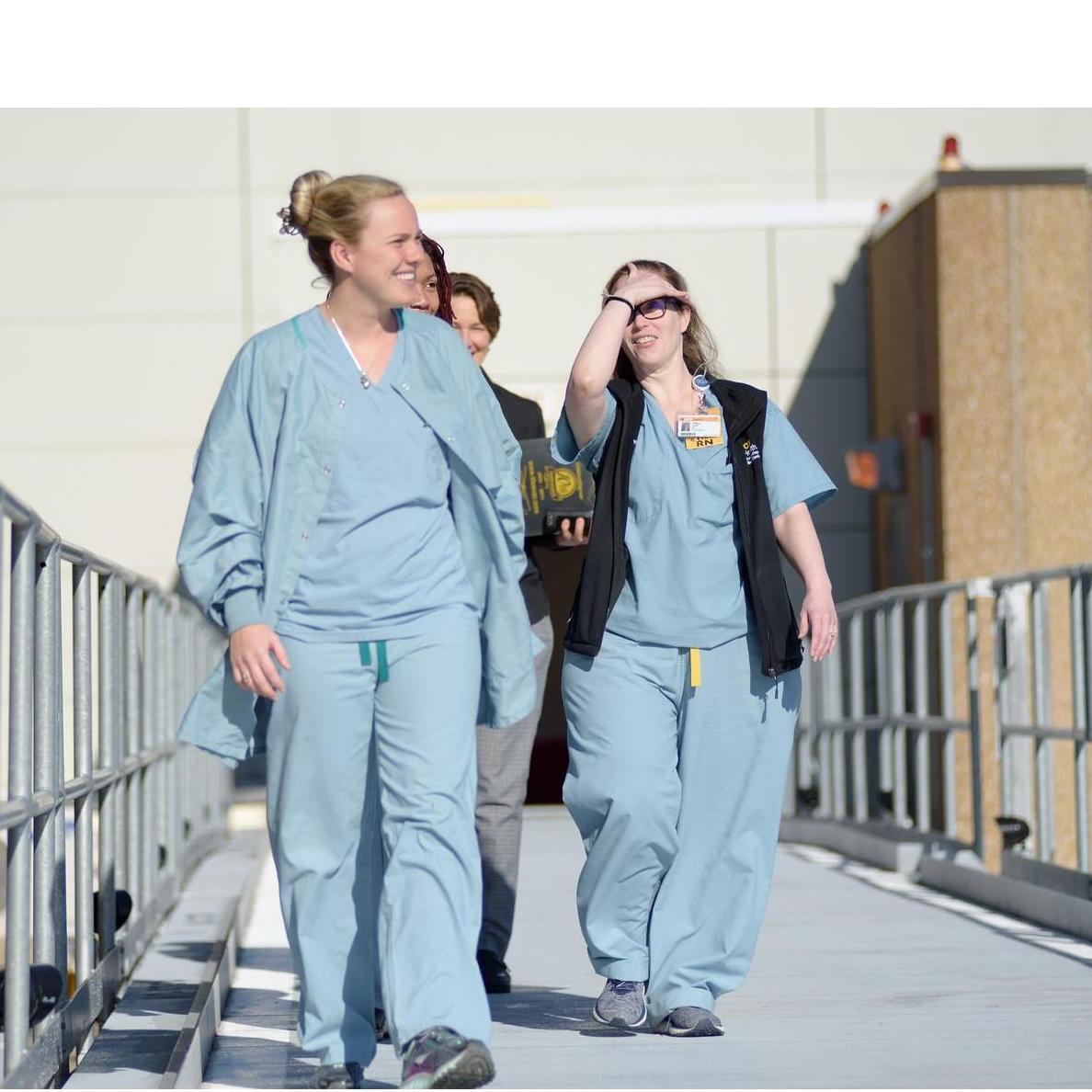 Walking out on the helipad