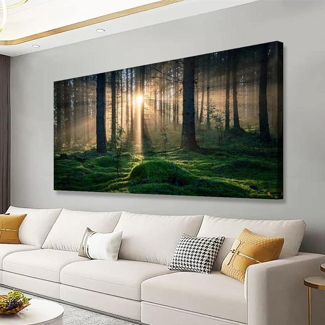 Sunrise Landscape Canvas Wall Art - 30x60 Inches - Tree and Forest Picture Artwork for Living Room and Bedroom Wall Decoration - Nature Painting Prints for a Serene Atmosphere