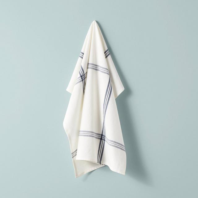 Open Plaid Flour Sack Kitchen Towel Blue/Cream - Hearth & Hand™ with Magnolia