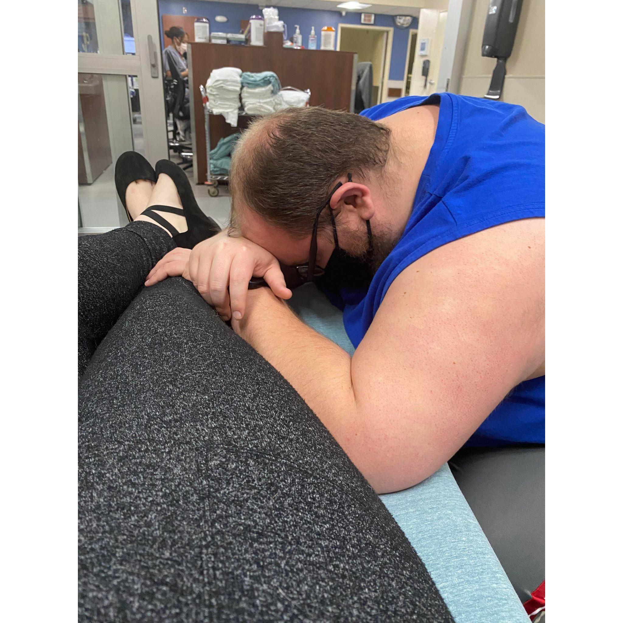 The worst night of our life.  Wake med ER hours before we got the Leukemia diagnosis.
