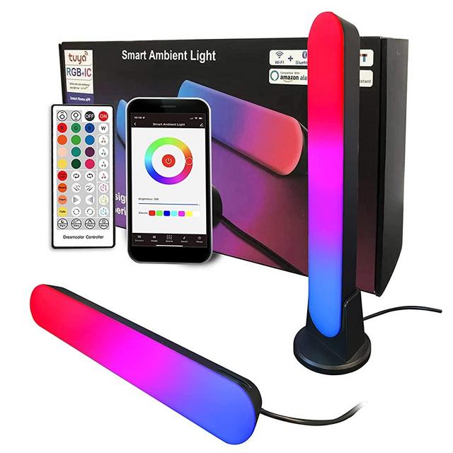 Hexiher Led RGB Light Bars,Smart Hue Ambient Lighting Sync wtih Music,APP Control Work with Alexa and Google Home,TV LED Backlight Lamp 2 Pcs for Gaming Room,Bedroom,Home Theater,PC,Party Decor.