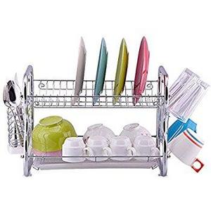 2 Tier Chrome Kitchen Dish Drying Rack
