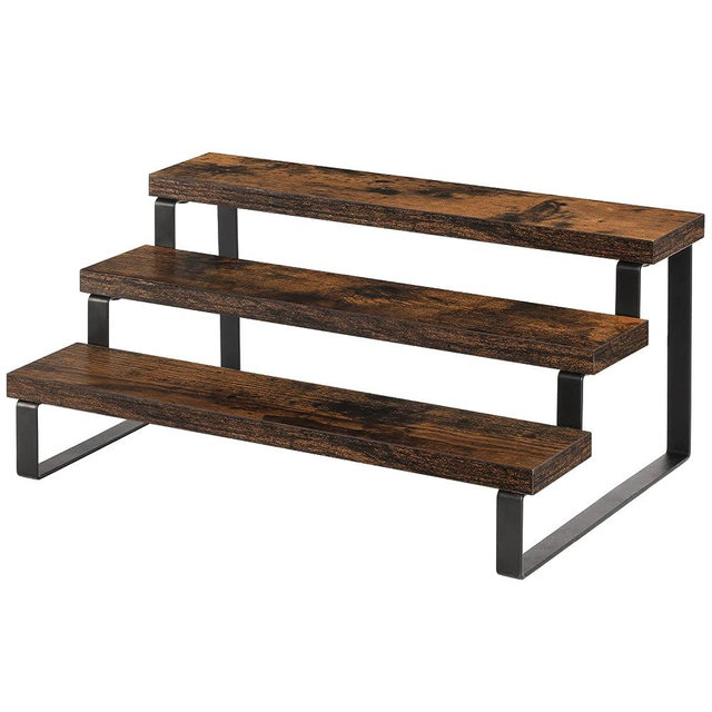 YINMIT Wood Display Riser Stand, Wooden Display Riser Shelf, 3 Tier Kitchen Counter Shelf Spice Rack Organizer, Tiered Countertop Display Shelf for Perfume, Makeup, Figure, Dolls Collection, Condiment