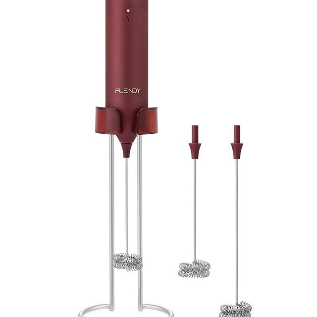 Flendy Rechargeable Milk Frother Handheld, Coffee Frother Handheld with USB-C Charging Stand, Electric Drink Mixer Handheld, Mini Electric Whisk Frother for Coffee, Matcha, etc