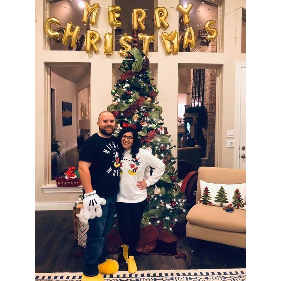 Our second date was a friend's Christmas party. This picture is a year after our second date!