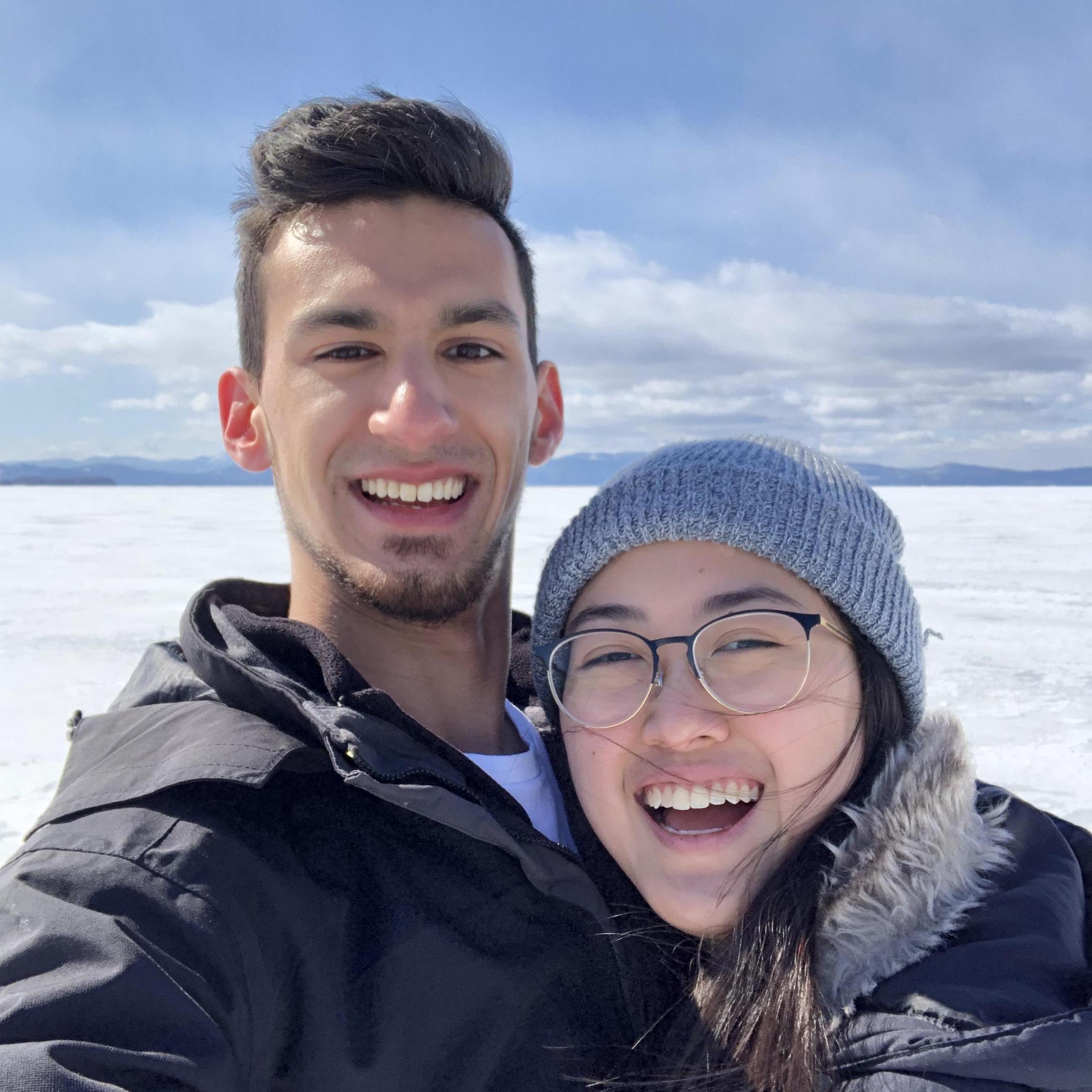 We were freezing our butts off, but it was fun walking on a frozen lake!