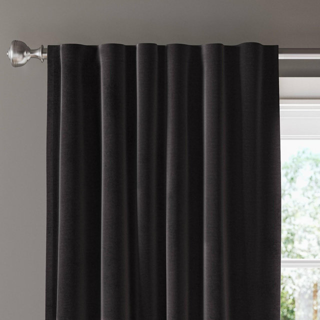 84"x50" Velvet Blackout Window Curtain Panel Black - Threshold™