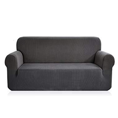 CHUN YI 1-Piece Jacquard High Stretch Sofa Slipcover, Polyester and Spandex 3 Seater Cushion Couch Cover Coat Slipcover, Furniture Protector Cover for Sofa and Couch (Sofa, Gray)