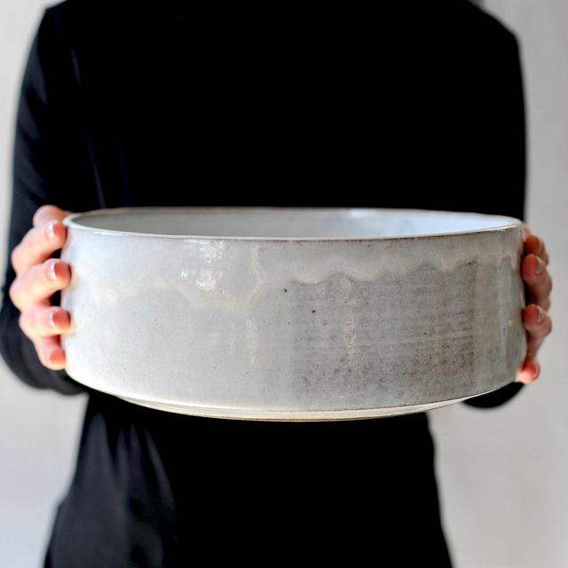 Rustic white ceramic serving bowl, ceramic...