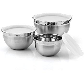 Cuisinart CTG-00-SMB Stainless Steel Mixing Bowls with Lids, Set of 3