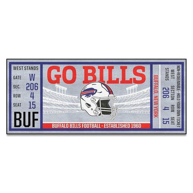 FANMATS 23113 NFL -Buffalo Bills Ticket Design Runner Rug - 30in. x 72in. | Sports Fan Area Rug, Home Decor Rug and Tailgating Mat