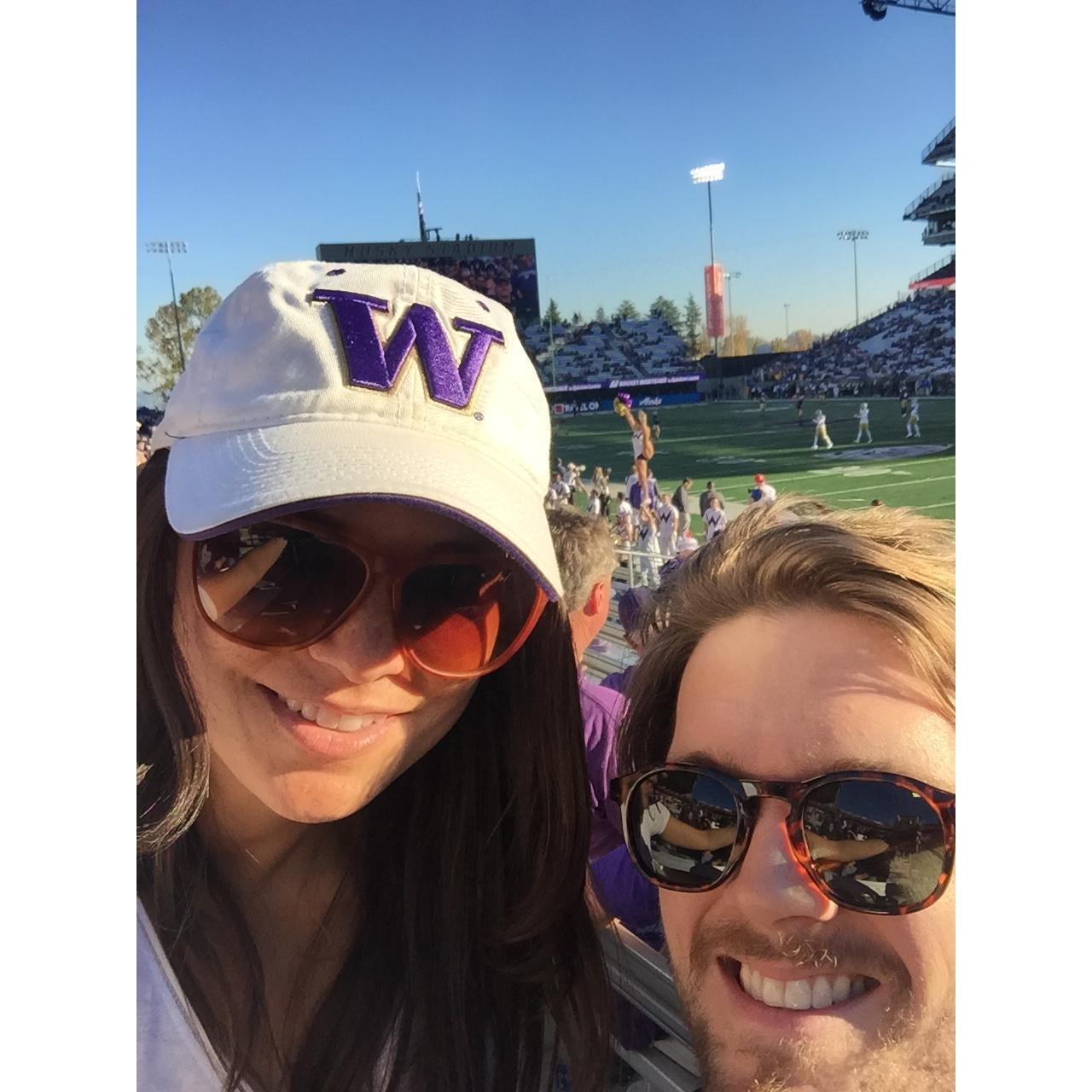 Our one sporting event of the year! Husky Stadium, honoring Gramps. Go Dawgs! October 2017.
