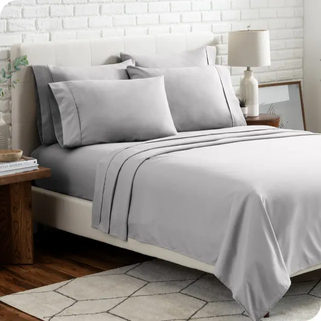 King Light Grey 6pc Microfiber Sheet Set by Bare Home