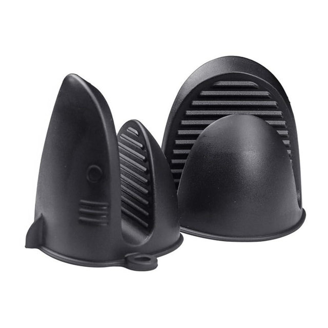 Oven Mitts，Mini Oven Gloves Silicone Heat Resistant Cooking Pinch Mitts Potholder for Air Fryer Kitchen Cooking & Baking (Black)