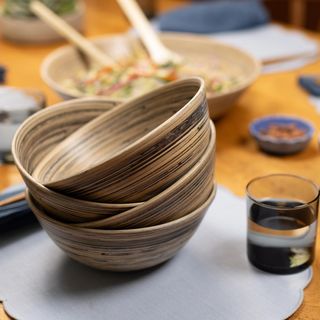 Lexa Bamboo 8-Piece Plate & Salad Bowl Set