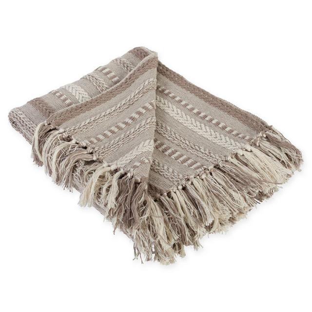 Braided Stripe Throw Blanket in Stone