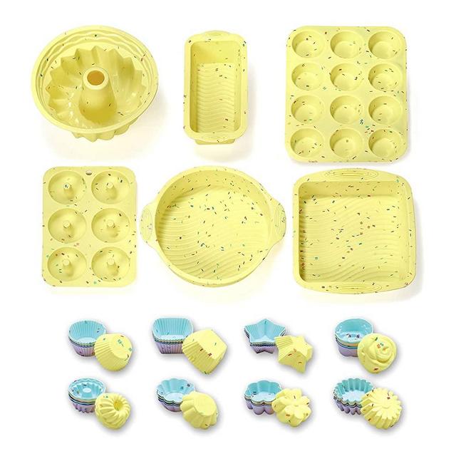 46PCS Silicone Bakeware Set Silicone Cake Molds Set For Baking, Including Baking Pan, Cake Mold, Cake Pan, Toast Mold, Muffin Pan, Donut Pan, And Cupcake Mold Silicone Baking Cups Set
